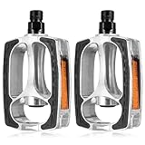 2 Stück Pedale Fahrradpedale mit Reflektoren, 9/16 Zoll Fahrradpedale rutschfest, CNC Aluminium Fahrrad Pedale Set für MTB Mountainbike Rennrad E-Bikes Cityrad Bicycle Pedals