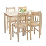 Mendler Esszimmer-Set HWC-F77, Sitzgruppe Esszimmergruppe, Massiv-Holz Landhaus 110cm - Kiefer lasiert