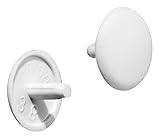 Gedotec Möbel-Abdeckkappen rund | 20 Stück - Schrauben-Kappen für Kopfloch-Bohrung PZ2 | H1115 | Abdeckungen Ø 12 x 2,5 mm | Verschluss-Stopfen Kunststoff weiß | Endkappen für Bohrlöcher & Holz-Möbel