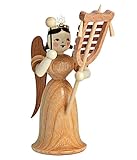 Langrockengel mit Schellenbaum, natur - 6,6cm / Weihnachtsengel - Original Erzgebirge Engel -Blank Kunsthandwerk