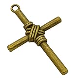 Junker Kirchenbedarf Kreuz Anhänger Bronze - Kreuz-Balken geflochten 40x25x6mm