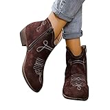 Generisch Cowboy Boots Damen, Cowboystiefel Damen Cowboyboots Sommerstiefel Festival Stiefeletten Biker Boots Hippie Westernstiefel Reiterstiefel, Coffee, 38