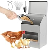 Monucep Hühnerfutterautomat 4,5KG – Futterspender Hühner verzinkter Stahl mit Deckel & Wandhalterung – Geflügelfutterspender für Hühner, Enten & Geflügel