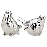 H.Bauer jun. kleine sitzende Porzellan Deko Vogel Figur - Spatzen-Paar glatt poliert Set 2-teilig 12.5 x 8 x 9.5 cm