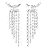 GUIZIYAO Silber Strass Quasten Ohrringe, Dangle Earrings, Hochzeit, Modeschmuck, Geschenke für Frauen, Mädchen