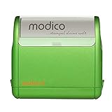 Flashstempel Modico M3 custom (49x15 mm - 4 Zeilen) mit individueller Textplatte Farbe Grün