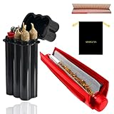 SPOPGUYS 110mm Joint Drehmaschine Set,Rot Drehmaschine Joint, 4-in-1 Portable Joint Hülle Mit 32 Blatt 110mm Zigarettenpapier Und GeschenktüTe