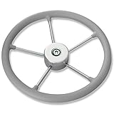 wellenshop Steuerrad Edelstahl Riviera Bootslenkrad 325 mm Durchmesser mit Universalkonus Nabe Bootssteuerrad Grau, Lenkrad Steuerrad Boot Schiff Schiffssteuerrad Yacht Motorboot