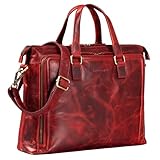 STILORD 'Claire' Businesstasche Damen Leder 15 Zoll Laptoptasche DIN A4 Aktentasche Umhängetasche und Handtasche Büro, Farbe:kara - rot