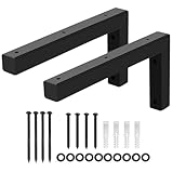 QWORK® 2x Schwerlastkonsole aus Metall für Waschtisch, 300 x 150 mm Schwerlastwinkel Wand-Konsole mit Befestigungsmaterial für Waschbecken & Wand-Regal - Schwarz