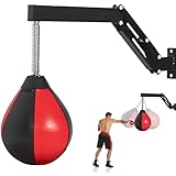Speed Punchingball Boxsack Wandhalterung, Boxbirne Set Höhenverstellbar & Faltbar Boxbirne Punching Bag Boxsack für Home-Gym-Workout, Training, Stressabbau usw