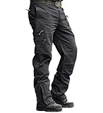 MAGCOMSEN Herren Hose Cargo Chino Wanderhose Combat Outdoor Hose Herbst Männer Trekkinghose mit Vielen Eingrifftaschen Radhose Arbeitshose Freizeithose für Angeln Reisen Grau 34
