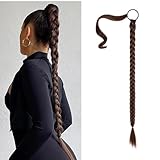Wekuw Haarteil (Braun) Echthaar Zopf Haarteil Zopf Pferdeschwanz Haarteil Haarteiledreadlocks Extension Haarsträhnen zum Einflechten Ponytail Extension Echthaar Haarzopf Verlängerung Extension