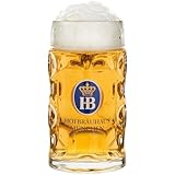 Hofbräuhaus München Bierkrug 1 L Original Isarseidel | Maßkrug | Biergläser | Bierglas mit HB-Wappen und Traditionellem Schriftzug, Geschenkidee für Bierliebhaber (1 Stück, 1 L)