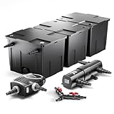 SunSun Komplettset: CBF-350C Teichfilter bis 90000 L Teichfilteranlage als Durchlauffilter, NEO10000 SuperECO Teichpumpe 10000l/h 80W, CUV-236 Teichklärer UVC Klärer mit 36W, Y-Verteiler