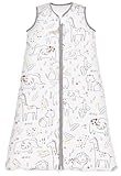 Chilsuessy Schlafsack Baby 2.5 Tog Winterschlafsack Babyschlafsack aus reine Baumwolle Winter Schlafanzug ohne Ärmel 70-130cm für Neugeborene und Kinder, Fröhlicher Zoo, 110cm/Baby Höhe 100-120cm