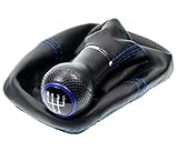 L & P Car Design L&P A0254-5 Schaltsack Schaltmanschette Schwarz Naht Blau Schaltknauf 5 Gang 12mm kompatibel mit VW Golf 2 II 3 III Polo 6N Passat 35i UVM. Schelle Plug Play Ersatzteil