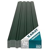 KARAT - 15 Stück Trapezblech 115 x 45 cm - Profilblech SET inkl. Schrauben - 7.7 m² Wandblech Dachblech - Stärke 0.25 mm - Dachplatten Stahlblech Wandverkleidung (Grün)