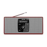 TechniSat DIGITRADIO 2 S - Tragbares DAB Stereo-Radio mit Akku (DAB+, UKW, Bluetooth Audiostreaming, OLED Display, Kopfhöreranschluss, Stereo 2 W RMS) rot/silber