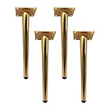 XBSXP 4 Golden Edelstahl Gerade Rohr Metallbeine Möbel, Möbelfüße Schrank TV Schränke Füße Tisch Nachttisch Schlafsofa Möbel Bein Ersatz (20cm),25cm