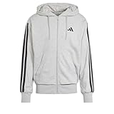 adidas Herren Essential Three Stripes French Terry Fullzip Hoodie, Medium Grey Heather/Black, XL