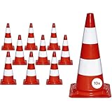 kaiserkraft | Leitkegel aus PVC | 10 Stück | reflektierend | Höhe 75 cm