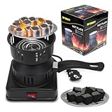 RANJIMA Kohleanzünder, Elektrischer Kohlegrill, 450W-600W Holzkohle Grill Elektroofen Brenner, Outdoor Kabel Kohlegrill Zubehör Elektro Holzkohl-Anzünder Tragegriff & Kohlegitter Kaffee Geschenk