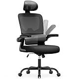 naspaluro Bürostuhl, Ergonomischer Schreibtischstuhl mit Verstellbarer Kopfstütze, Armlehnen, Dynamischer Lordosenstütze, Drehstuhl mit Atmungsaktivem Netzbezug für das Home Office, Schwarz