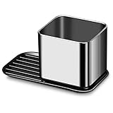 AMZTRADE Spülbecken Organizer schwarz Silber für die Küche // sorgt für Ordnung am Spülbecken // Spülorganizer für Schwamm und Spülbürste