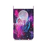 Universe Space Galaxy Star Wäschekorb zum Aufhängen, mit Haken, für Badezimmer, Schlafzimmer, Lagerung, platzsparend, Wand, College, Schrank, Pink / Blau 20x29.5inx1 multi