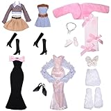 TYXHXTF 21 Stück Puppen Kleidung und Zubehör, Kompatibel mit Barbie, 6 Outfits Abendkleider Fashion Set, für 11.5 Zoll Puppen
