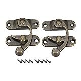 sourcing map 2 Stück Antiker Vintage Schnell Verschluss Rechte Riegelhaken Haspe 42mm x 36mm Schwingenriegel Bronze mit Schrauben