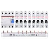 ABB Set 1x FI F204A-40/0,03 + 8x ABB LS-Schalter S201-B16 + 1x PS3/12+FI ablängbar Sammelschiene