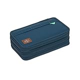 LÄSSIG Federmäppchen befüllt 20-teilig / School Triple Pencil Case Unique Navy