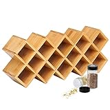 Bambus Gewürzregal Gewürzständer für 18-Jar, Gewürzregal Organizer, Küchenschrank Gewürzaufbewahrung, passend für runde und quadratische Gewürzflaschen, freistehend für Theke, Schrank oder Schubladen