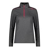 CMP Damen Skipullover Laufshirt Midlayer Halfzip Longsleeve Rollkragen Half Zip, Farbe:Grau, Artikel:-15UP Nero Mel. / Fuxia, Größe:40
