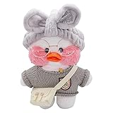 Tittaty Christmas Duck Kostüm Ente Plüschtier Weihnachten Kuscheltier Cartoon Toy Doll Niedlicher Kopfbedeckung Tasche Brille Tolle Weihnachsgeschenke Freunde Geburtstagsgeschenk (Grau)