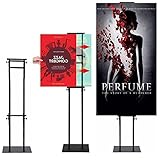 ybaymy Infoständer Höhenverstellbar Plakatständer Posterständer Metall Informationsständer Präsentationsständer Werbeständer Schnapprahmen mit Sockel （Schwarz）