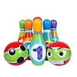 JIAMIAN Bowling Set Kinder, Bowling Set Outdoor Spiele, mit 6 Kegel und 2 Bälle, Pädagogisches Lern-Spielzeug für Drinnen & Draußen Schaumstoff