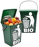 Bio Mülleimer 5L - Biomüll Behälter mit Deckel - Grün - Bioeimer klein für Küche - Abfalleimer Komposteimer Bioabfall