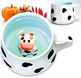 eyetist 3D Tasse mit lustiger Kuh Deko - Keramik Kaffeetasse 340ml - Cute Kawaii Geschenk für Frauen, Tante, Freund oder Kind - Cow 12,5cm x 9cm x 7,8cm - 12 oz - Novität für Zuhause, Büro oder Schule
