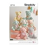 Simplicity 8716 Schnittmuster für Stofftiere, Bär, Katze und Hund, Einheitsgröße