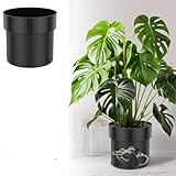 Sutowe Blumentopf-Geheimfach mit Schlüssel, geheimes Versteckfach aus Metall zum Verstecken von Wertsachen, Geheimfach mit doppeltem Boden im Blumentopf(Schwarz)