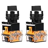 WANGCL 2 STÜCKE Drehschalter, 22 mm runder Wahlknopf Wasserdichter Drehwahlschalter 2 Positionen NC + NO selbstsichernd