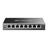 TP-Link TL-SG108E Managed Switch 8 Port Gigabit Ethernet LAN Switch(Plug-and-Play Netzwerk Switch,Metallgehäuse, QoS, IGMP-Snooping,LAN Verteiler, zentrales Management, energieeffizient) schwarz