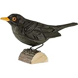 WILDLIFEGARDEN Wildlife Garden WG411 DecoBird Amsel - Handgeschnitzter Dekorative Vogel aus Holz - Mittelgroße Europäische Vögel