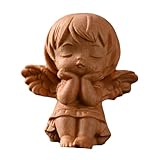 MUSISALY Holzengel Figurine Holzschnitzerei Engel mit Flügeln Miniatur Engel Dekoration für Zuhause Büro Kunsthandwerk Geschenk