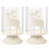 KINDPMA 2er Set Kerzenhalter Weihnachtsdeko Hirsch Kerzenständer Metall Kerzenhalter Vintage Deko Rentier Windlichter Kerzenleuchter Dekoration für Kaminsims Tisch