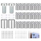 HSEAMALL 20 Stück 12 x 20mm Abstandshalter Edelstahl Schilderhalter Werbung Schrauben Abstandhalter Wand für Glas, Spiegel, Acryl, Poster, Ausstellungshalle