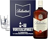 Ballantines Finest Vorteils-Paket, Blended Scotch Whiskey inklusive 2 High-Ball Whiskey-Gläsern, Geschenk-Set, Milder Blend aus Malt und Grain Whiskys, 1L